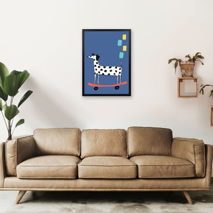 Skateboard Dog Art Print by Pixy Paper A2 White Frame