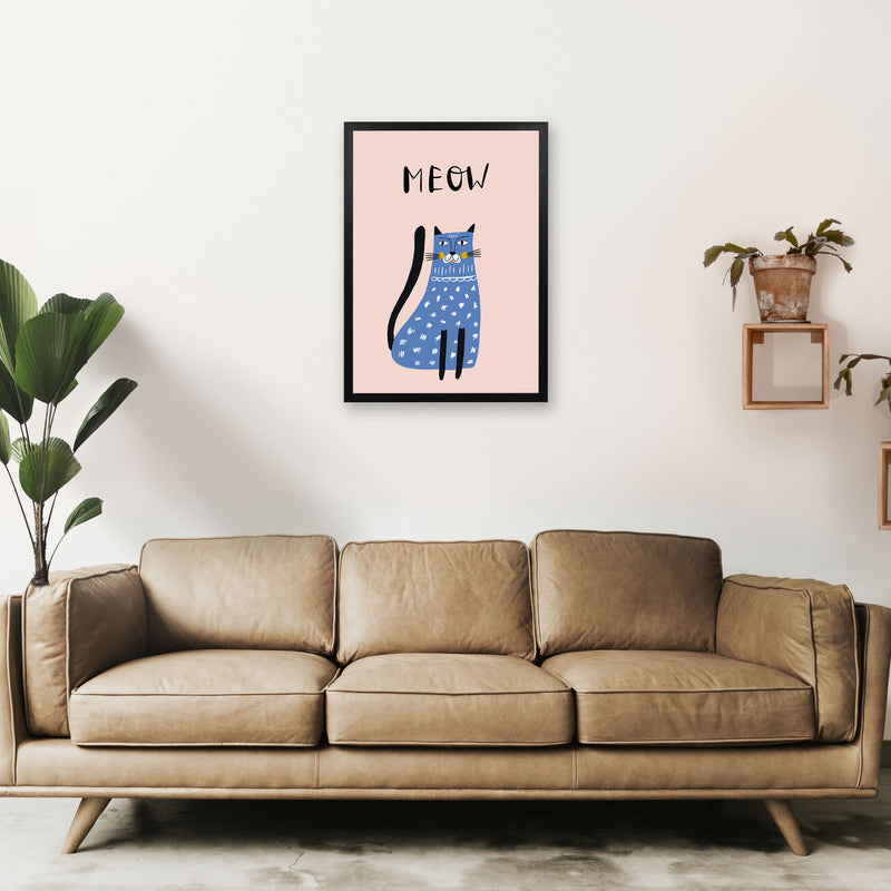 Meow Cat Art Print by Pixy Paper A2 White Frame