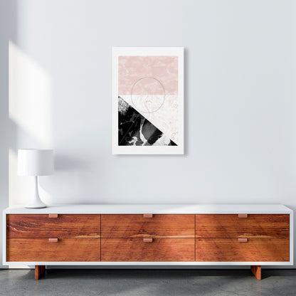Black And Pink Marble Abstract Rectangle Shapes Modern Print A2 Canvas
