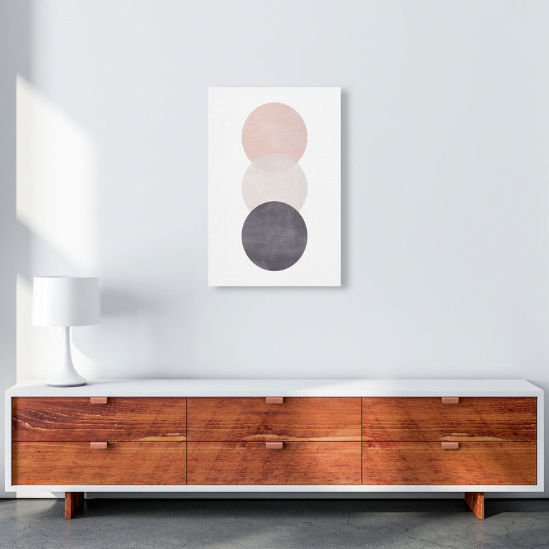 Cotton, Pink And Grey Abstract Circles Modern Print A2 Canvas