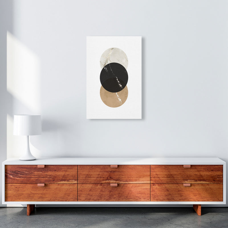 Gold, Beige And Black Marble Abstract Circles Modern Print A2 Canvas