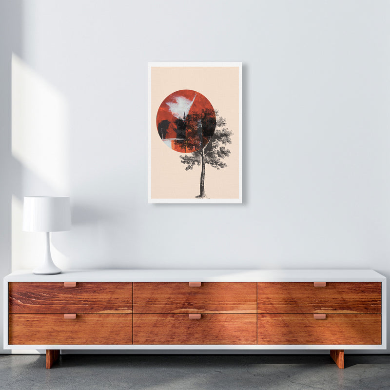 Red Sun And Tree Abstract Modern Print A2 Canvas