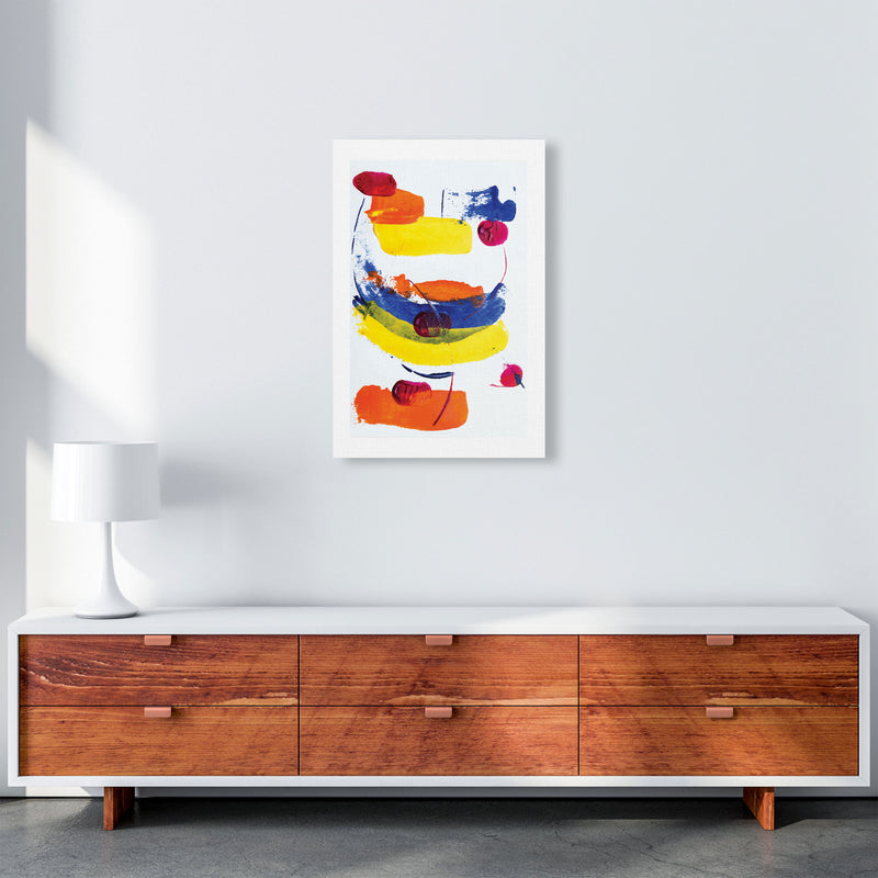 Bright Yellow, Blue and Red Abstract Paint Strokes Modern Print A2 Canvas