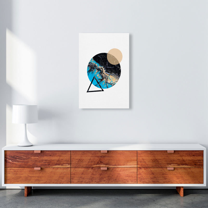 Blue Sand Abstract Circles Modern Print A2 Canvas