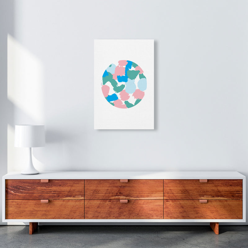 Pink And Green Paint Splodge Circle Abstract Modern Print A2 Canvas
