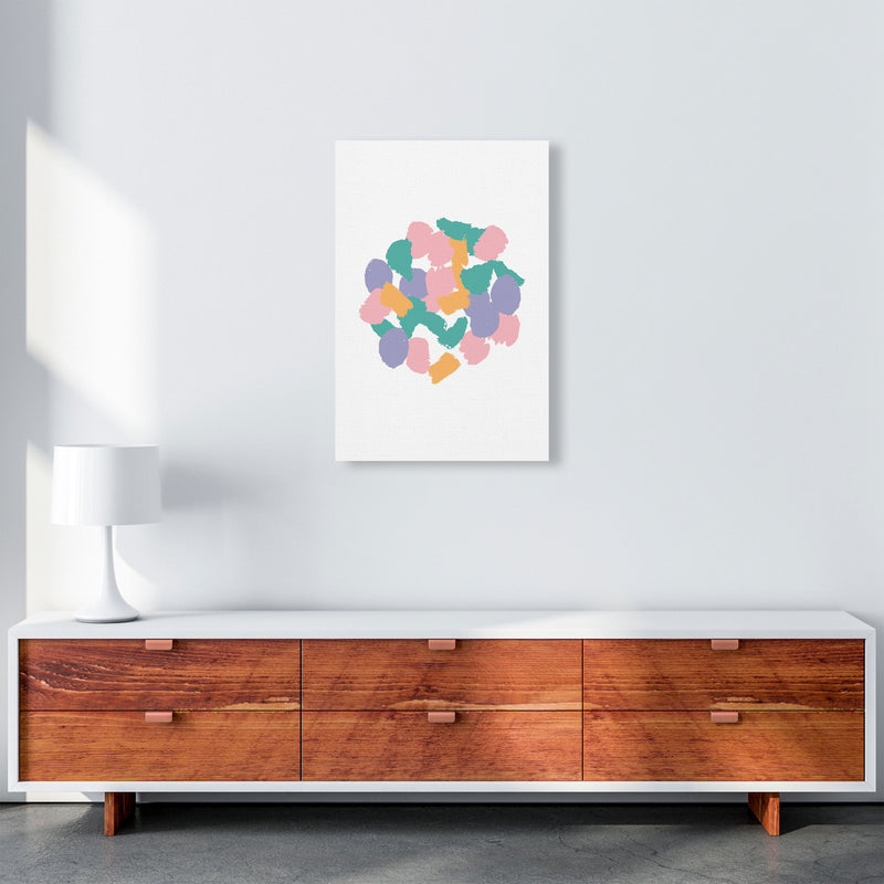 Pink Abstract Paint Splodge Modern Print A2 Canvas