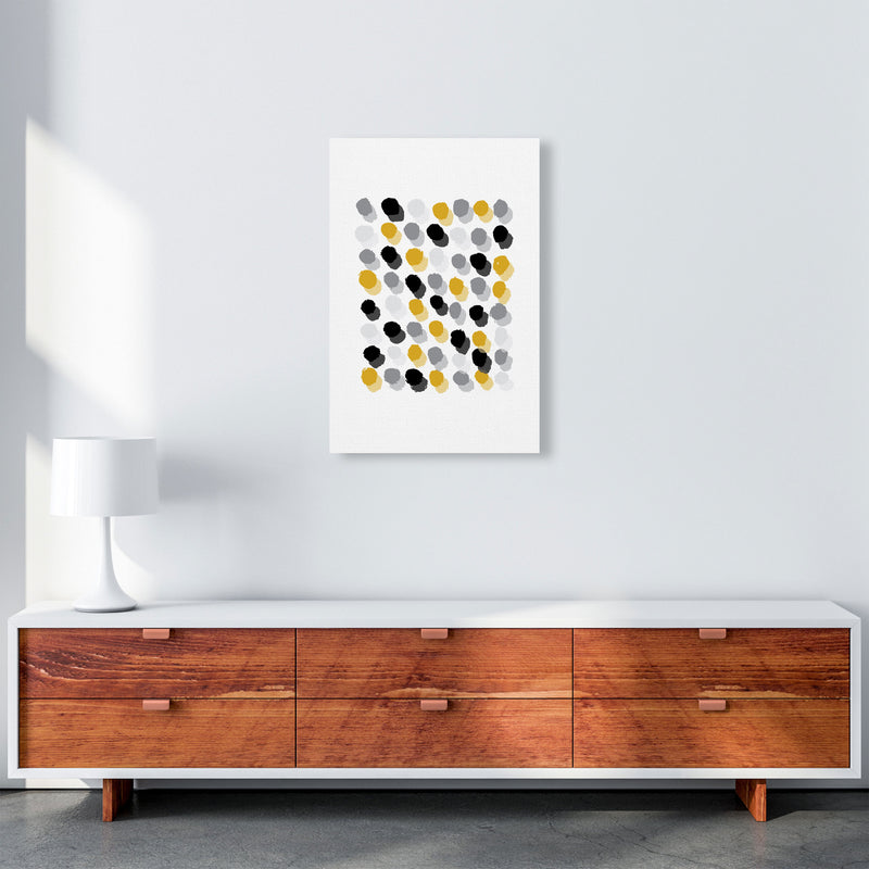 Mustard Polka Dots Abstract Modern Print A2 Canvas