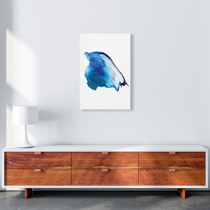 Blue Abstract Paint Stroke Modern Print A2 Canvas