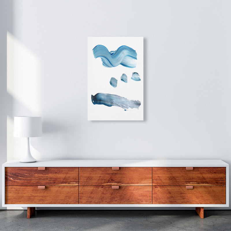 Light Blue Abstract Paint Strokes Modern Print A2 Canvas
