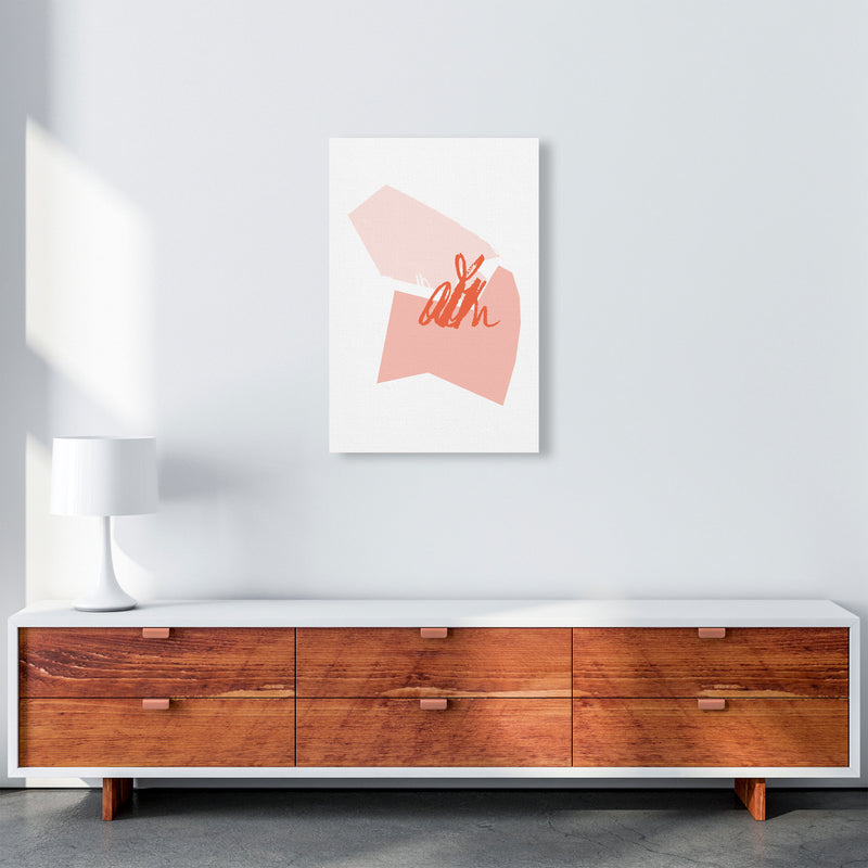 Pink And Coral Abstract Shapes Modern Print A2 Canvas