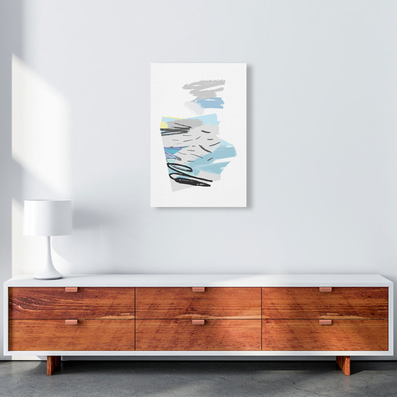 Blue And Grey Abstract Drawings Modern Print A2 Canvas