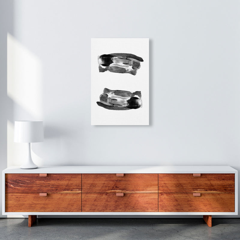 Black Abstract Paint Strokes Modern Print A2 Canvas