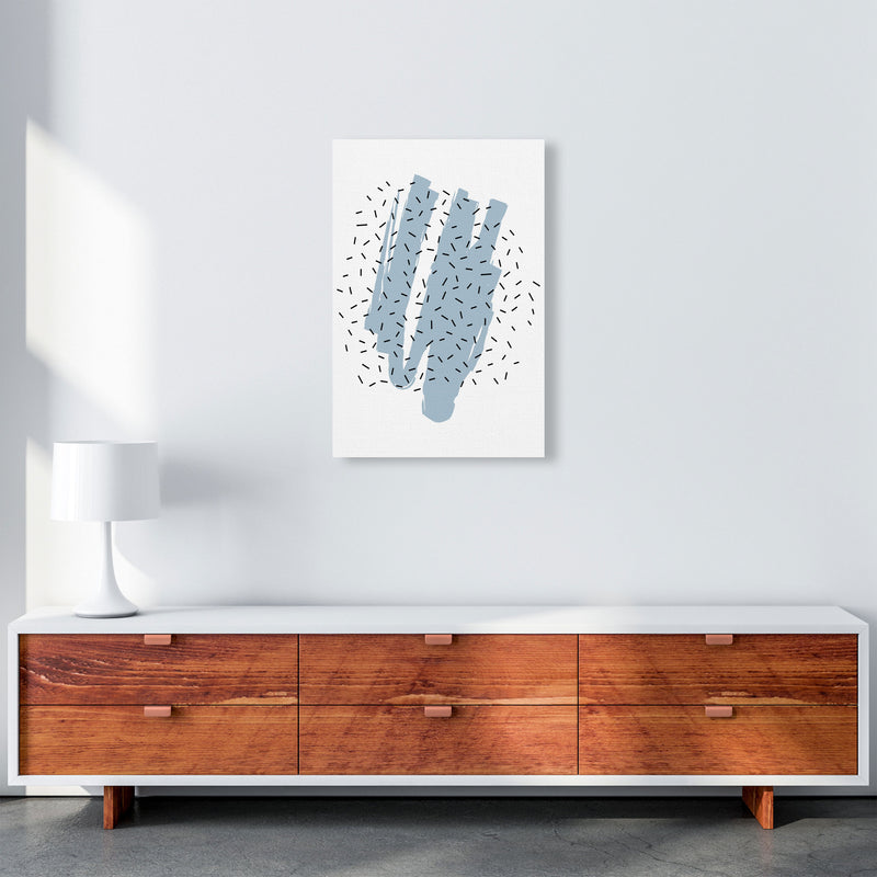 Blue Paint With Black Polka Abstract Modern Print A2 Canvas