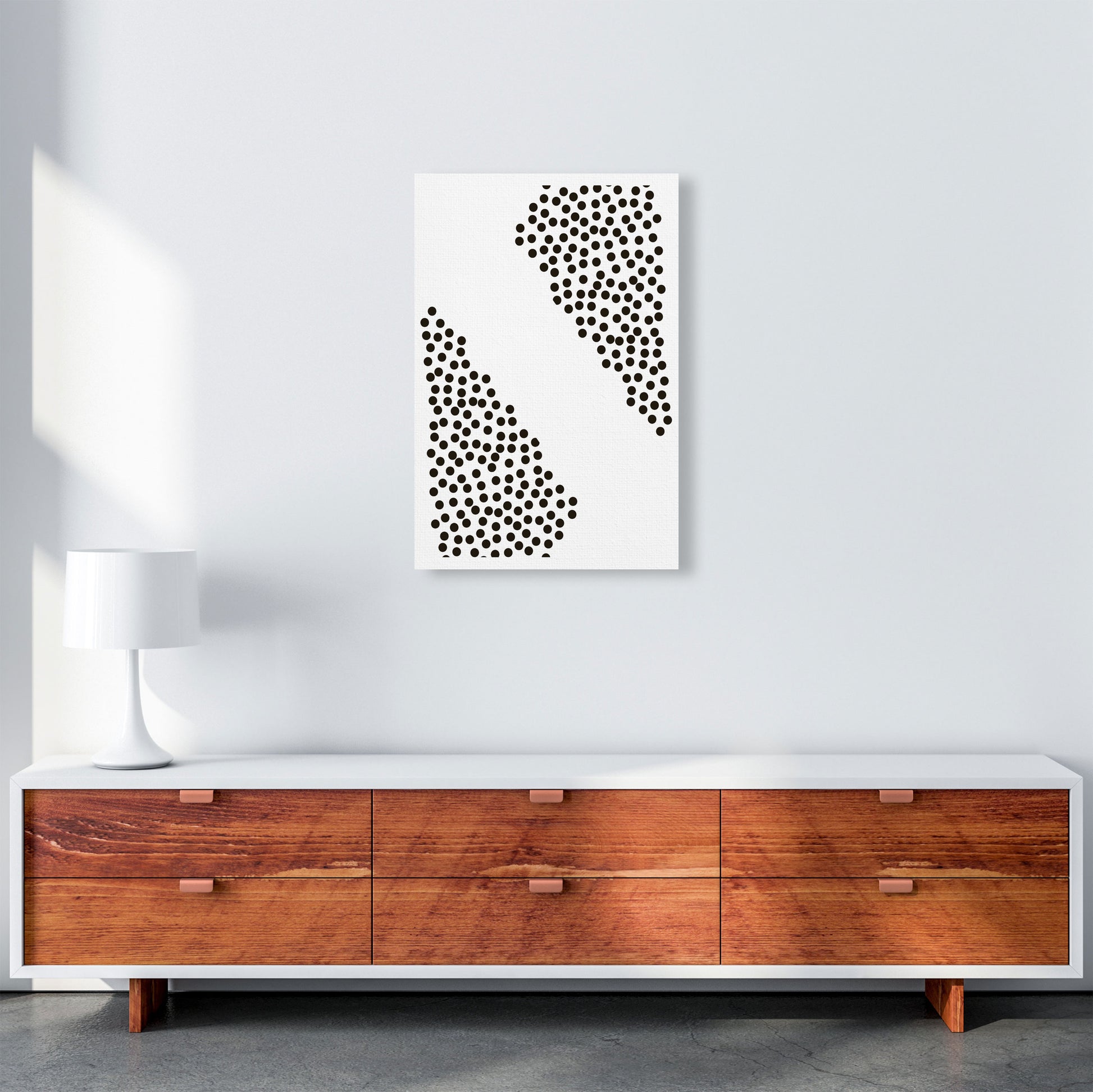 Black Corner Polka Dots Abstract Modern Print A2 Canvas