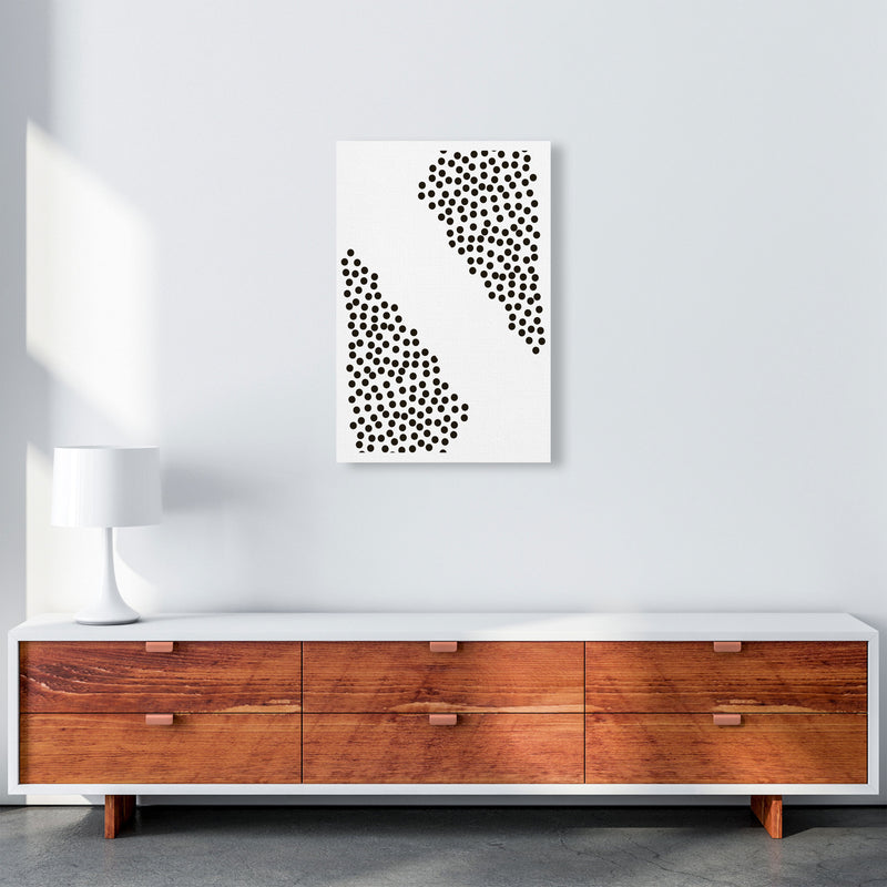 Black Corner Polka Dots Abstract Modern Print A2 Canvas