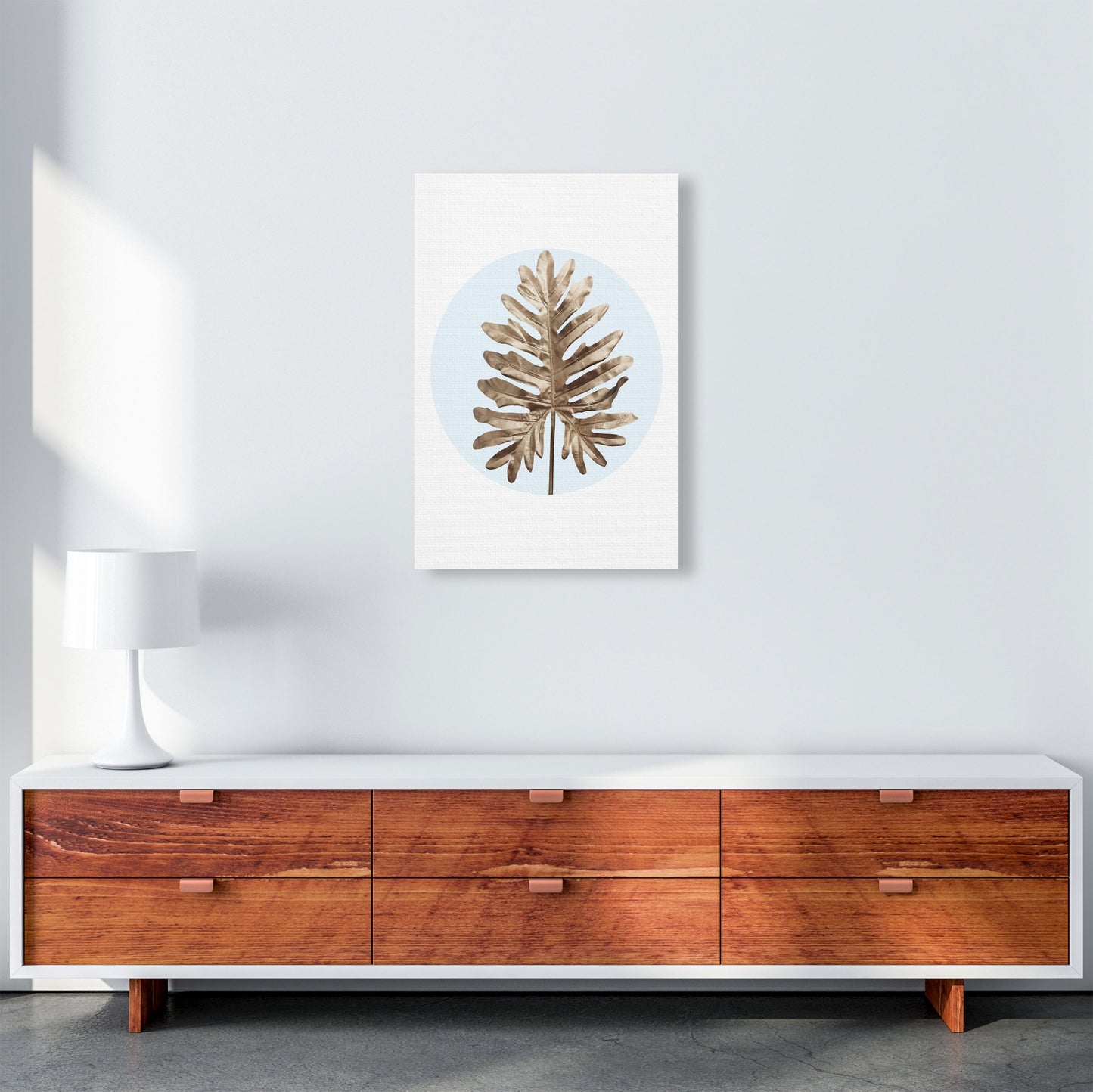 Abstract Blue Leaf Modern Print, Framed Botanical & Nature Art Print A2 Canvas