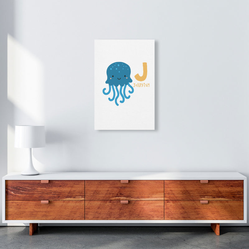 Alphabet Animals, J Is For Jellyfish Framed Nursey Wall Art Print A2 Canvas