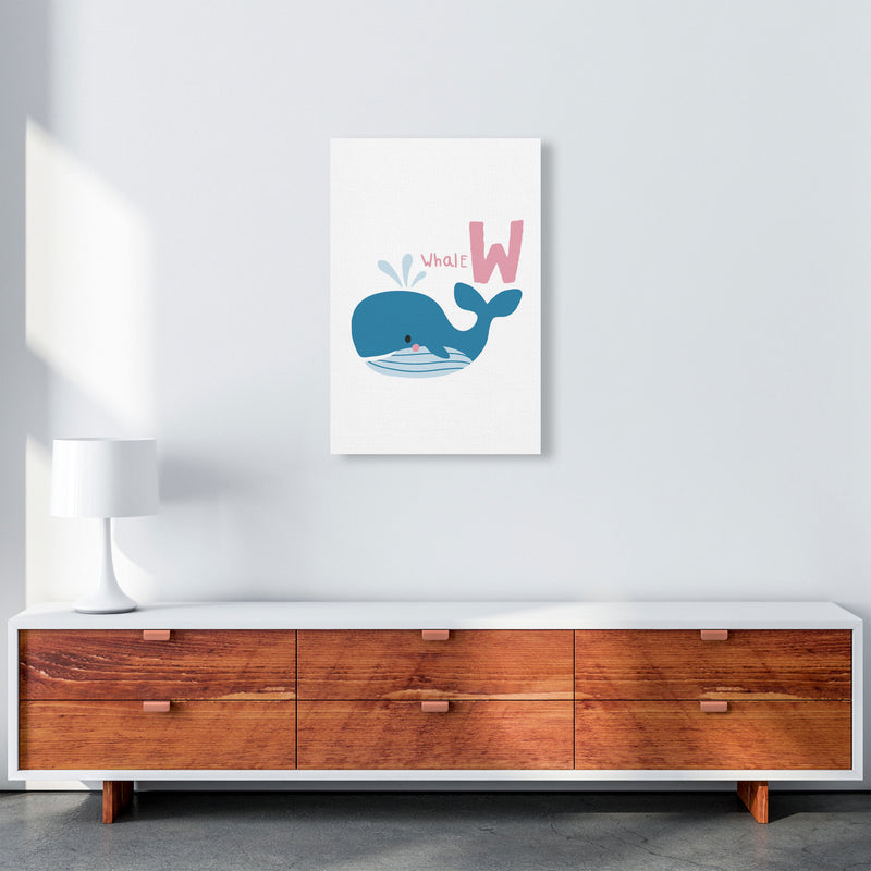 Alphabet Animals, W Is For Whale Framed Nursey Wall Art Print A2 Canvas
