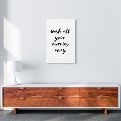Wash All Your Worries Away, Bathroom Modern Print, Framed Bathroom Wall Art A2 Canvas