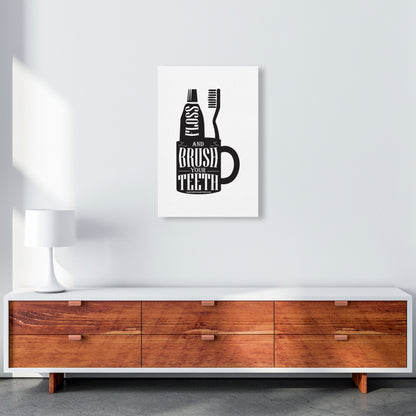 Brush Your Teeth, Bathroom Modern Print, Framed Bathroom Wall Art A2 Canvas
