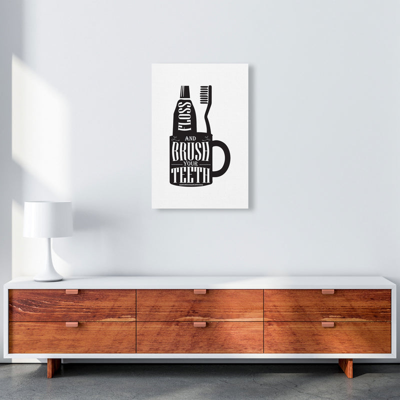 Brush Your Teeth, Bathroom Modern Print, Framed Bathroom Wall Art A2 Canvas