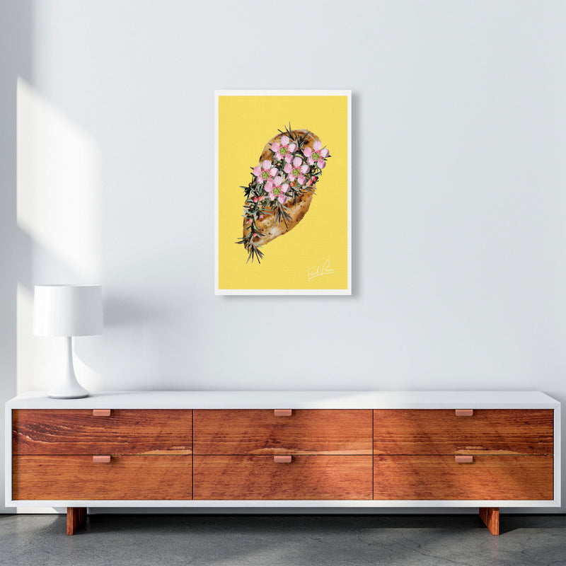 Yellow Chicken Food Print, Framed Kitchen Wall Art A2 Canvas