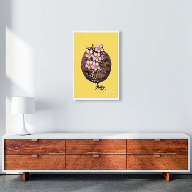 Yellow Burger Food Print, Framed Kitchen Wall Art A2 Canvas