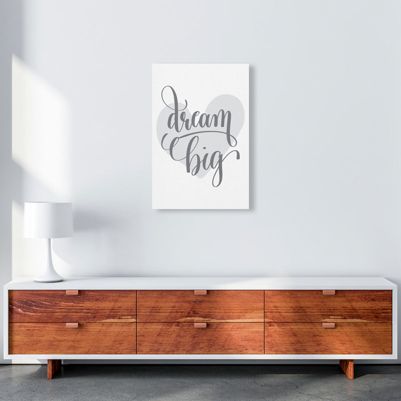 Dream Big Grey Heart Framed Nursey Wall Art Print A2 Canvas