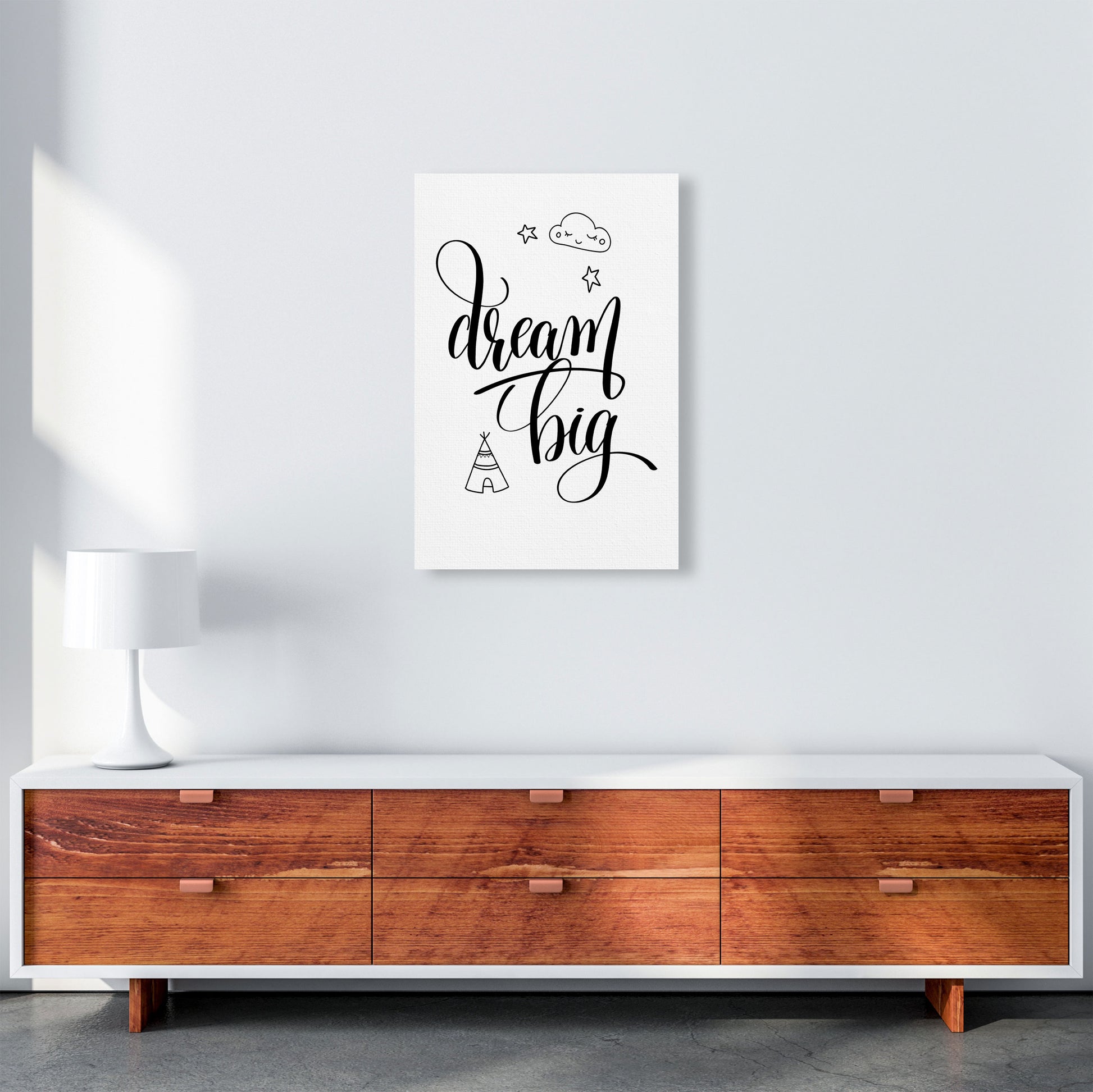 Dream Big Black Framed Nursey Wall Art Print A2 Canvas