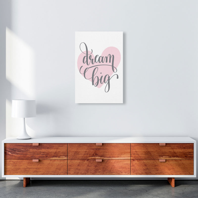 Dream Big Pink Heart Framed Nursey Wall Art Print A2 Canvas