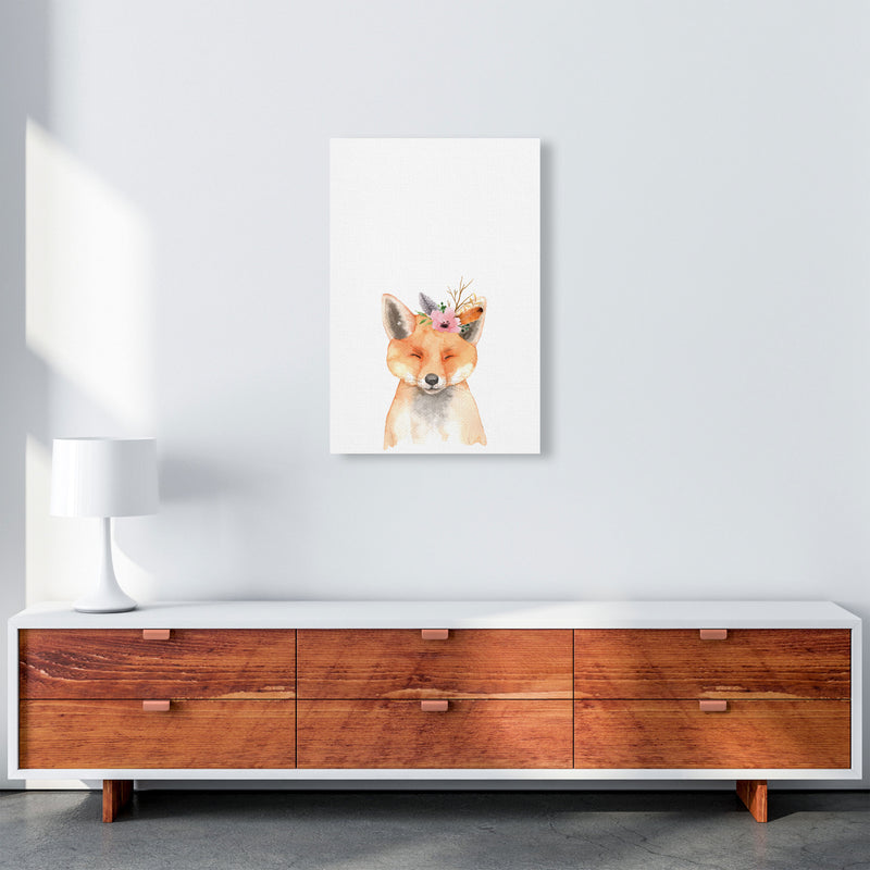 Forest Friends, Floral Cute Fox Modern Print Animal Art Print A2 Canvas
