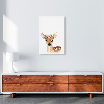 Forest Friends, Floral Cute Deer Modern Print Animal Art Print A2 Canvas