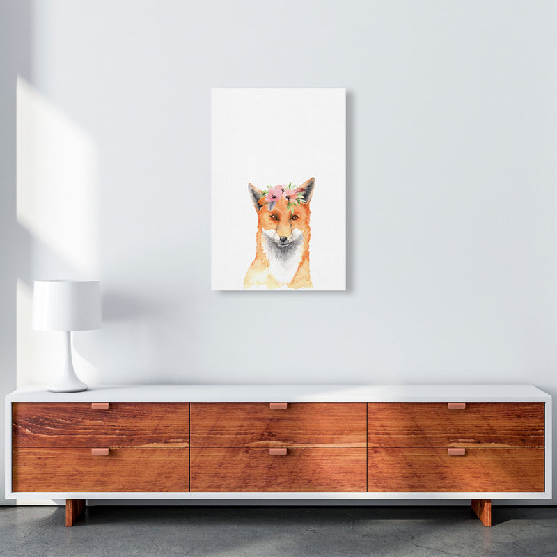 Forest Friends, Floral Fox Modern Print Animal Art Print A2 Canvas