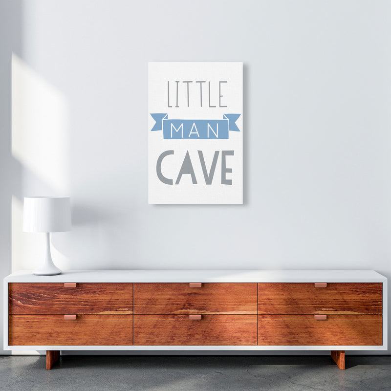 Little Man Cave Blue Banner Framed Nursey Wall Art Print A2 Canvas