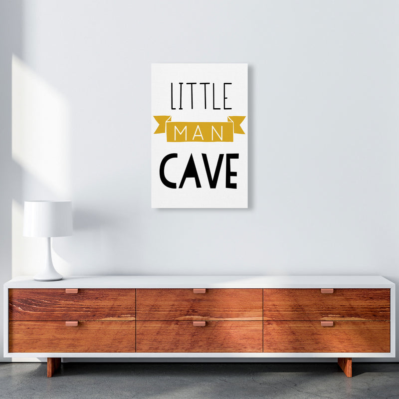 Little Man Cave Mustard Banner Framed Nursey Wall Art Print A2 Canvas