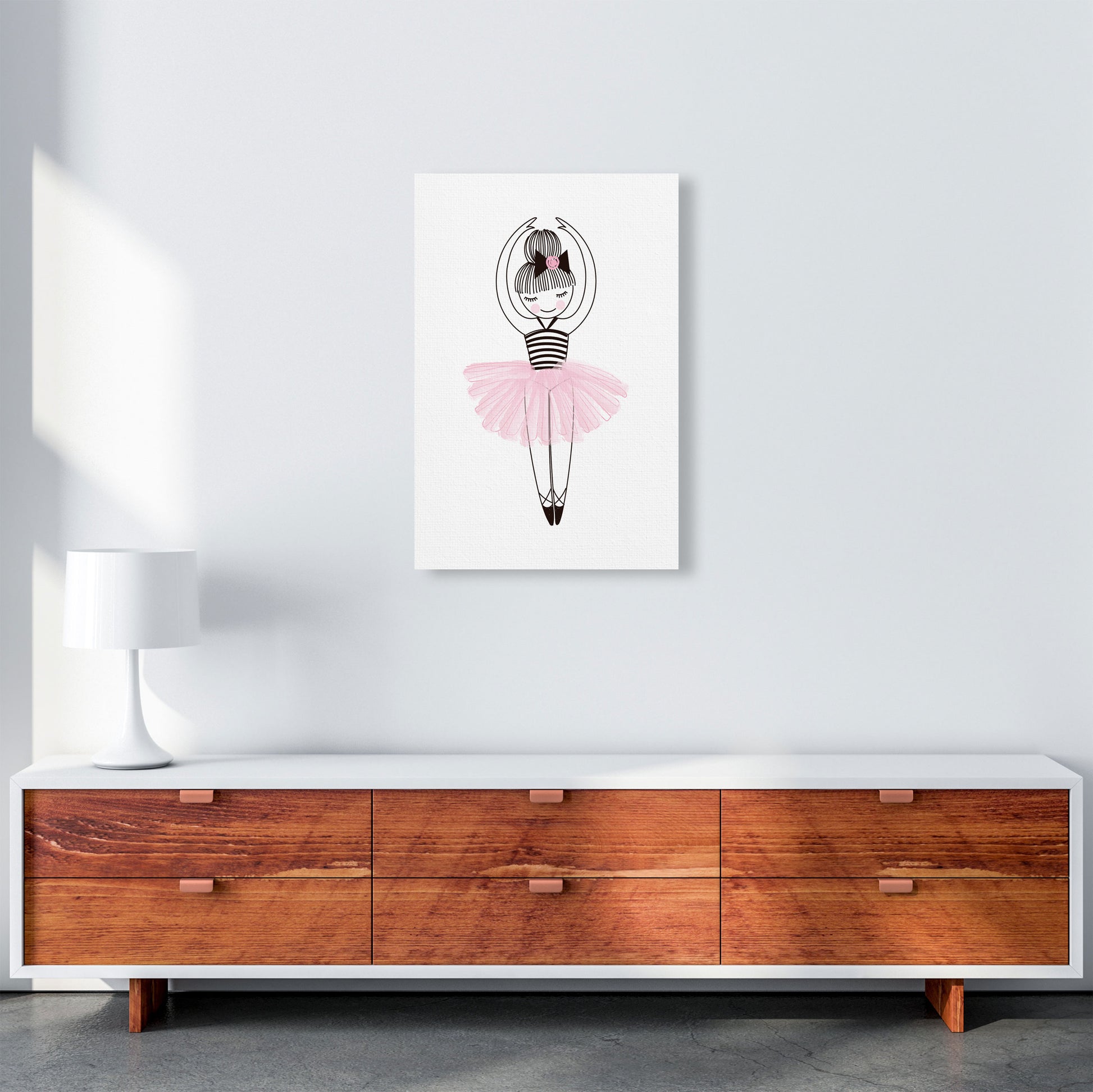Girl&#39;s Ballerina Drawing Multi Set Illustration Wall Art Poster Print A2 Canvas