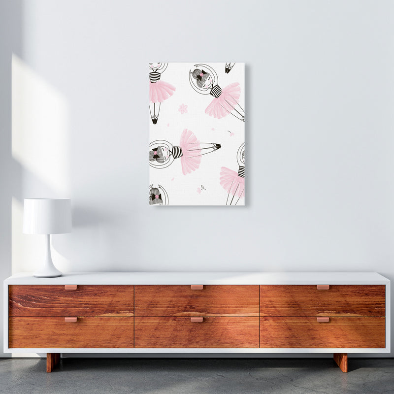 Ballerina Repeat Pattern Framed Nursey Wall Art Print A2 Canvas