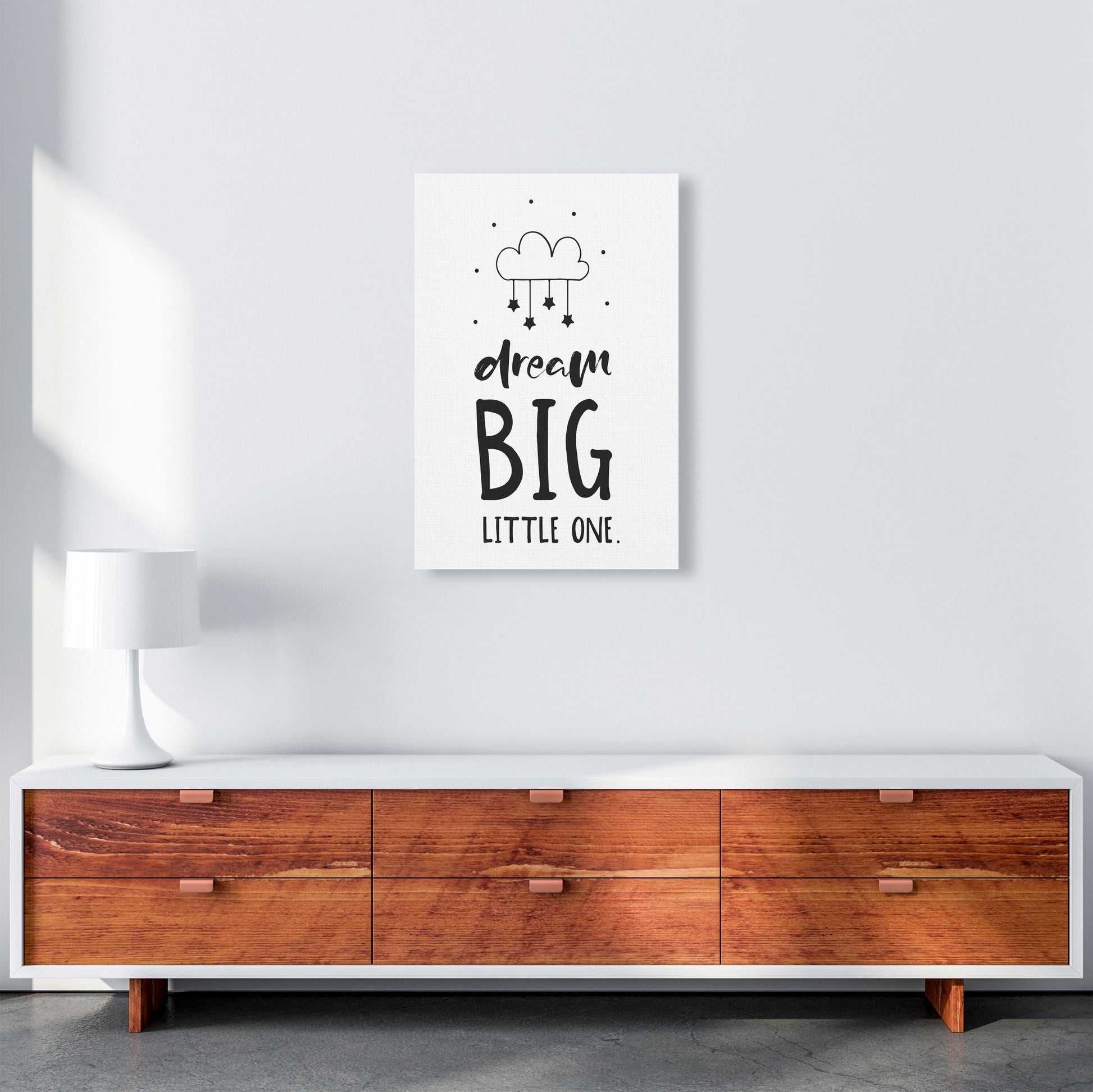 Dream Big Little One Black Framed Nursey Wall Art Print A2 Canvas