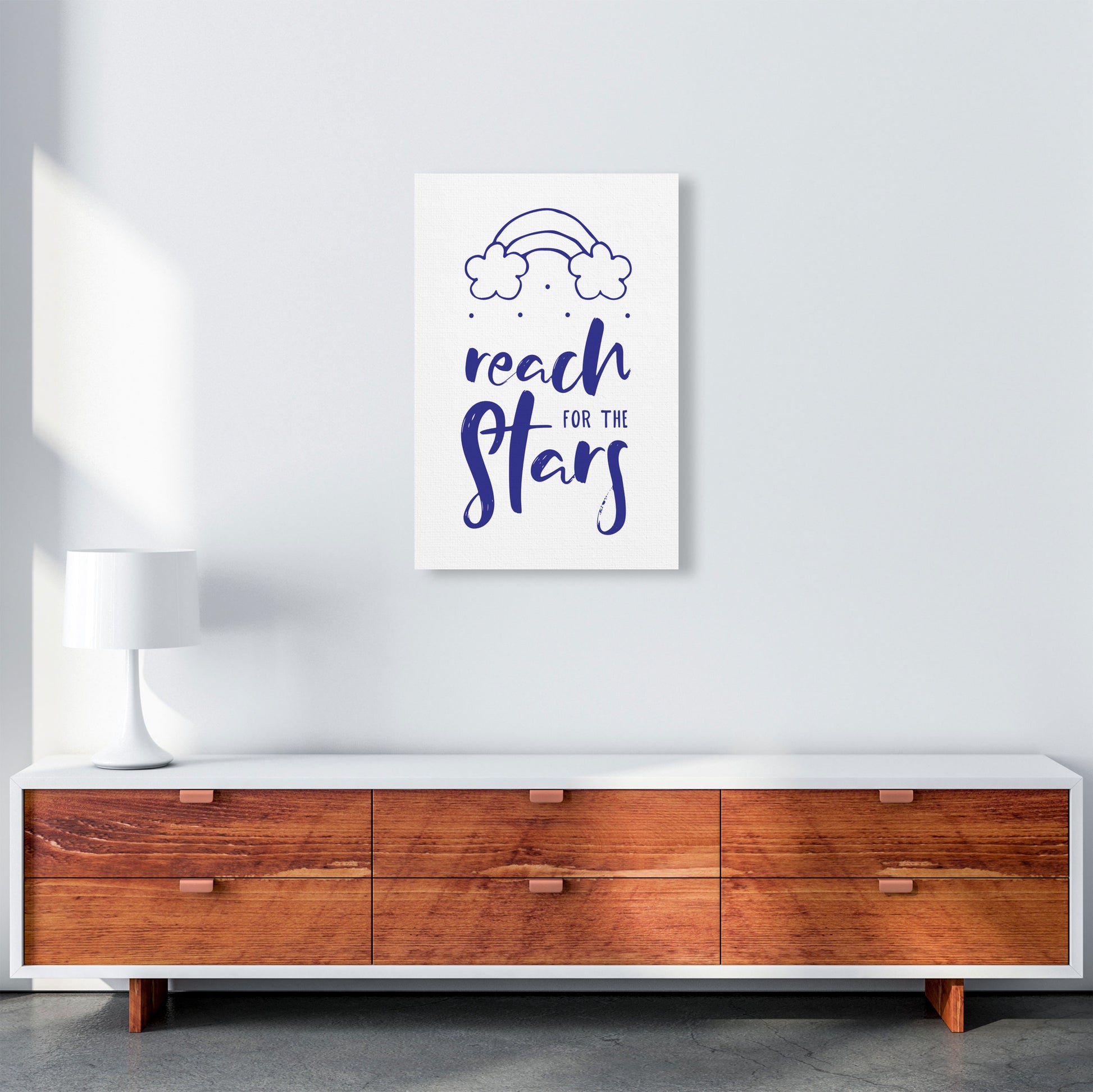 Reach For The Stars Navy Modern Print A2 Canvas