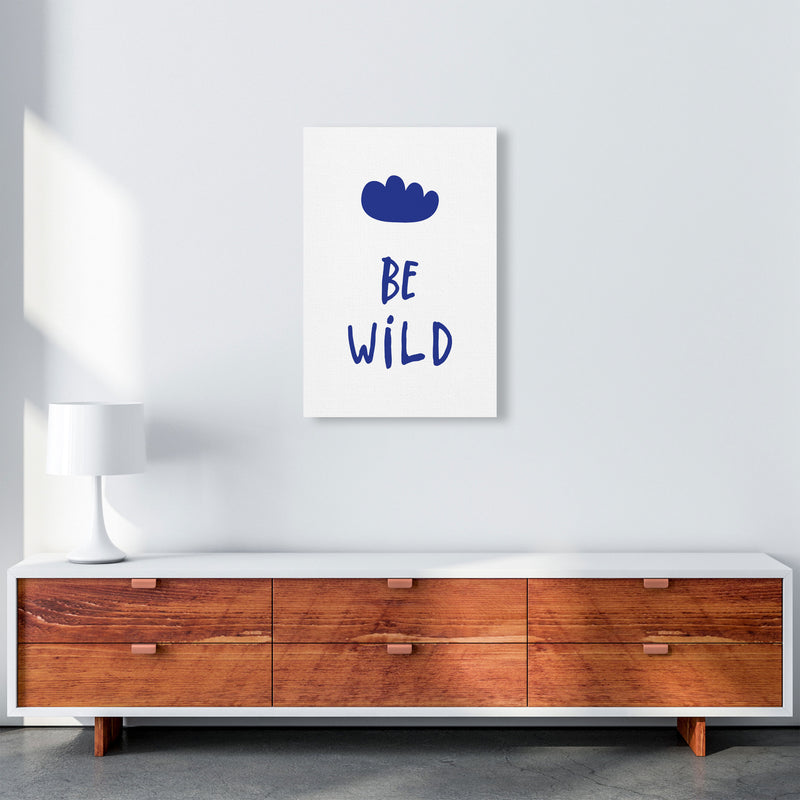 Be Wild Navy Framed Typography Wall Art Print A2 Canvas