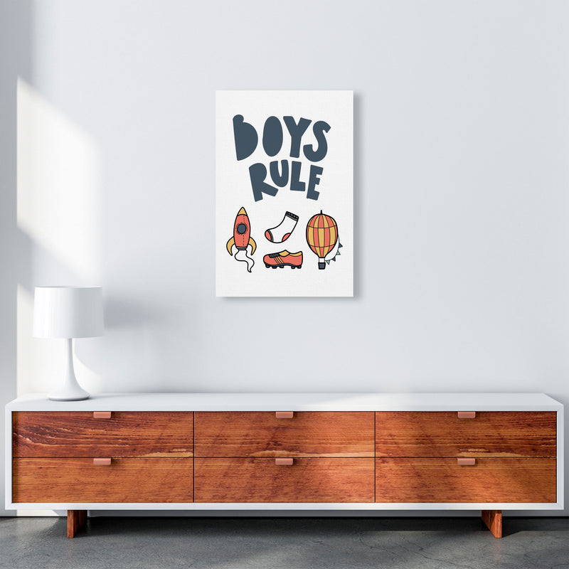 Boys Rule Illustrations Framed Nursey Wall Art Print A2 Canvas