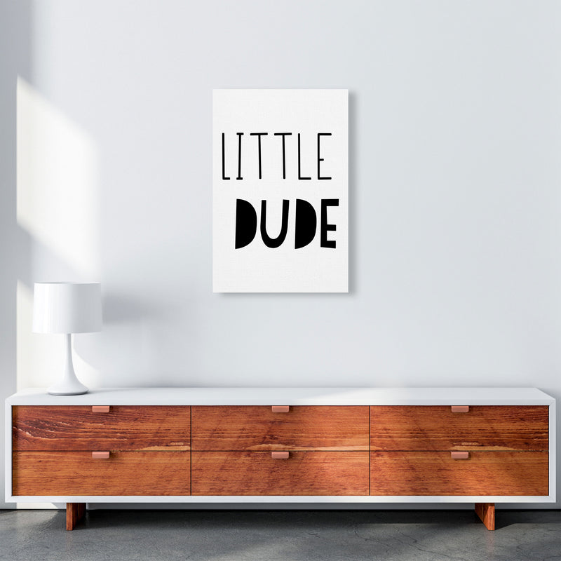 Little Dude Black Framed Nursey Wall Art Print A2 Canvas