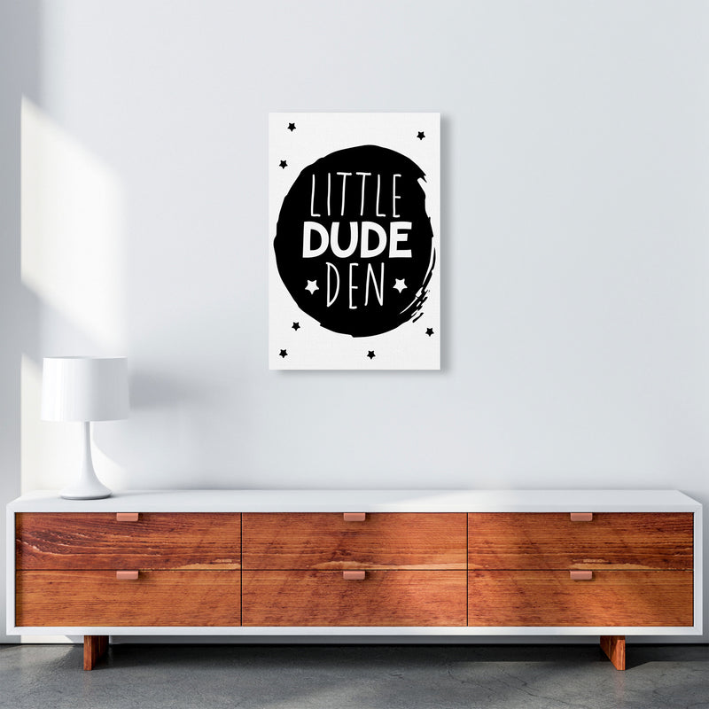 Little Dude Den Black Circle Framed Nursey Wall Art Print A2 Canvas