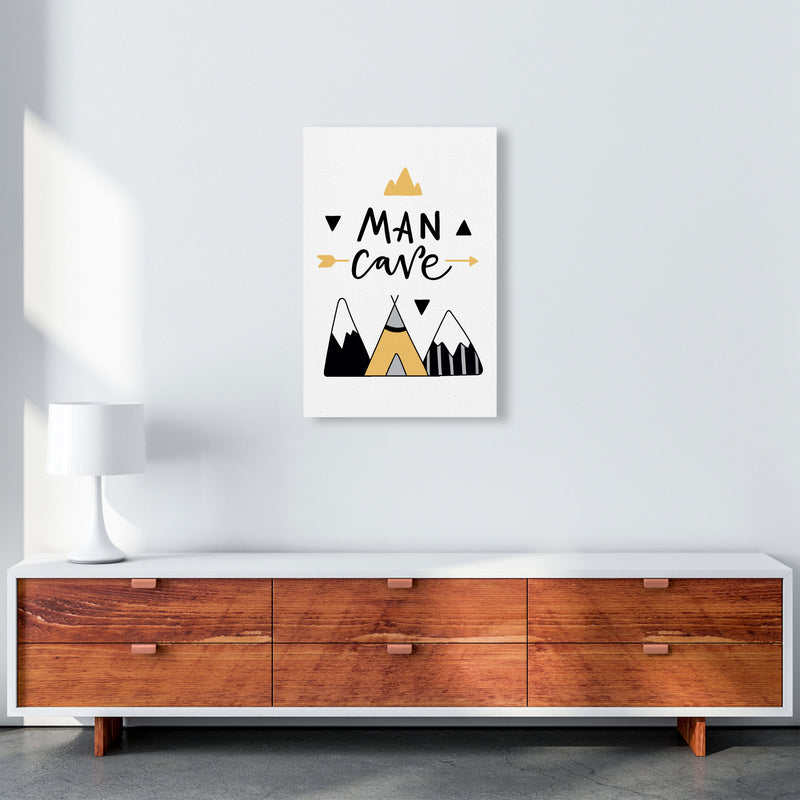 Man Cave Mountains Mustard And Black Framed Typography Wall Art Print A2 Canvas