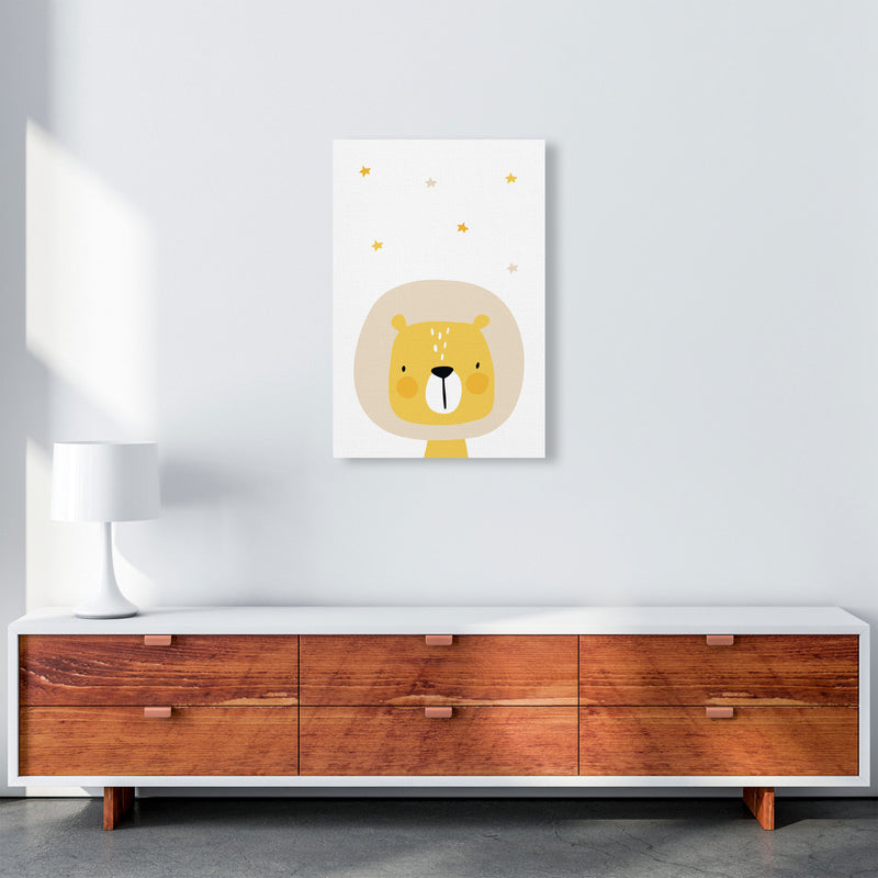 Scandi Lion And Stars Framed Nursey Wall Art Print A2 Canvas