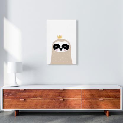 Scandi Sloth With Crown Framed Nursey Wall Art Print A2 Canvas