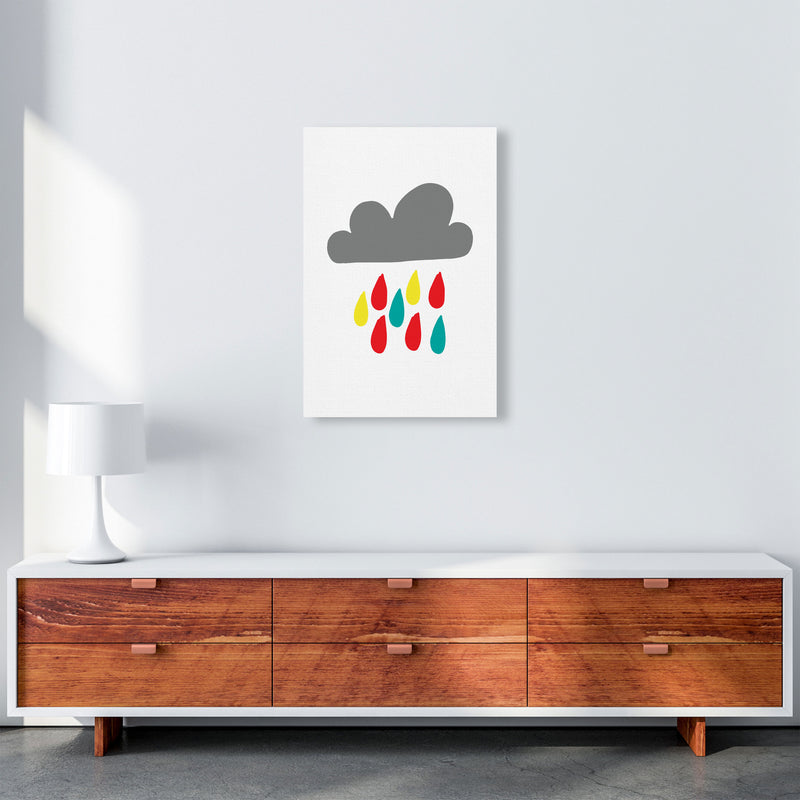 Grey Rain Cloud Framed Nursey Wall Art Print A2 Canvas