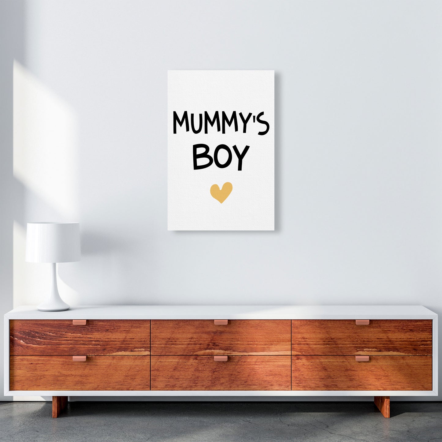 Mummy&#39;s Boy Mustard Framed Nursey Wall Art Print A2 Canvas
