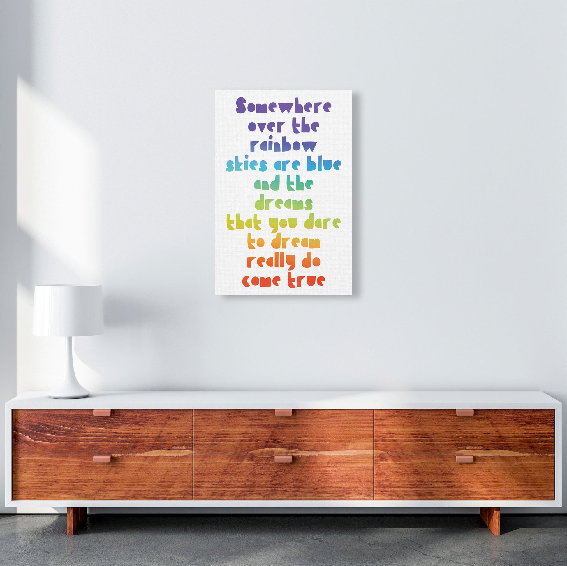 Somewhere Over The Rainbow Multi Modern Print A2 Canvas