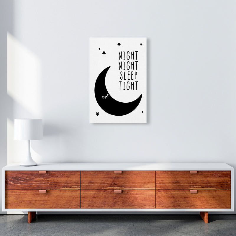 Night Night Moon Black Framed Nursey Wall Art Print A2 Canvas